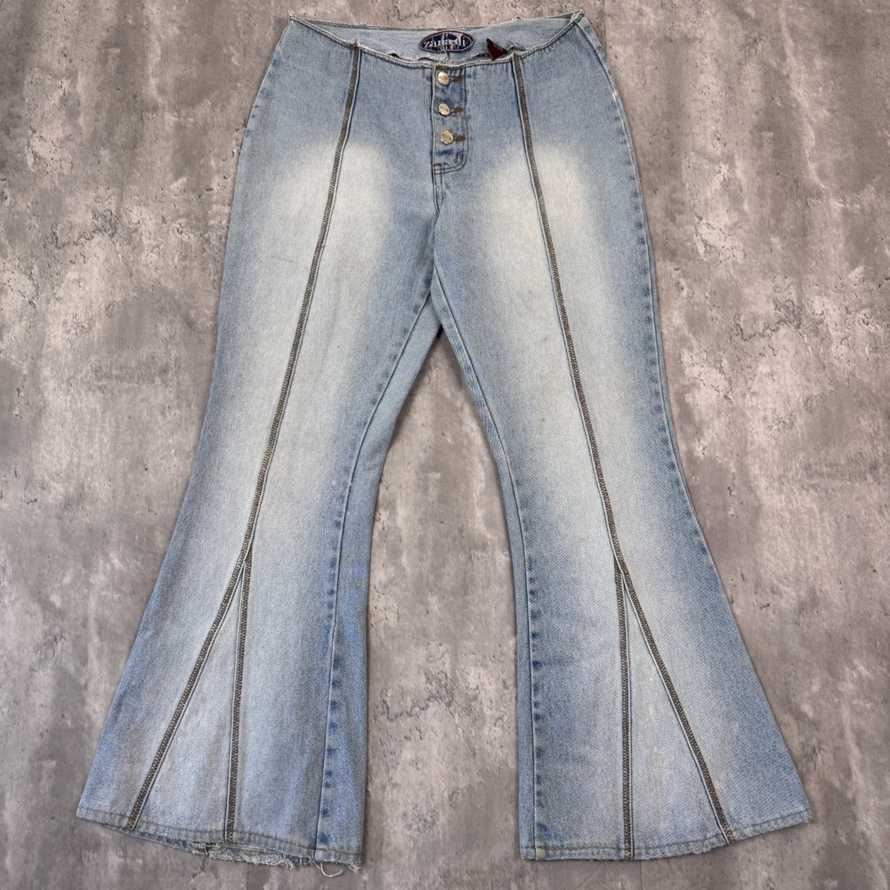 Vintage Zana Di Jeans Womens‎ 9 Flare Slit Denim BoHo Hippie Dance Club Y2K